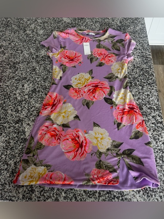 AFRM Dresses & Skirts - AFRM Lavender Floral Midi Dress with Pink & Yellow Roses NWT
